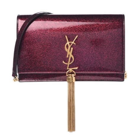 SAINT LAURENT Glitter Small Monogram Kate Tassel Satchel 